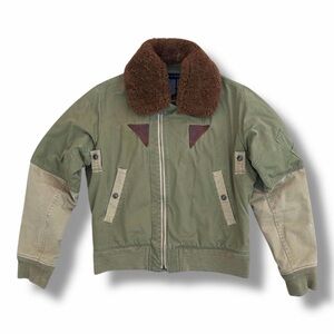 Vintage Ralph Lauren B 15-A Fur Collar Flight Jacket Military Green Size S/M